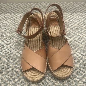 Tory Burch espadrille wedges tan size 9